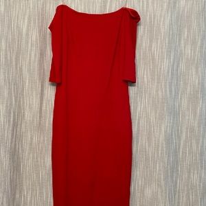 Stunning off the shoulder sleeved fitted red dress